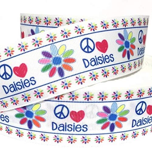 Grosgrain Ribbon 1.5" Printed Girl Scouts Daisies Hearts Peace - Per Yard