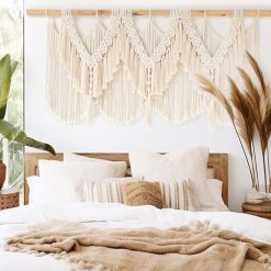 IOWER Macrame Wall Hanging Wedding Hanger Macrame Wall Decor Dorm 
Craftsmanship Handmade Tassel Knotting Boho Fiber Art Home Room Decor 47" W 
x 25" L