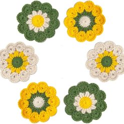 100% Handmade Crochet Coasters, Funny Gifts for Women, Cute Coasters Set 
of 6